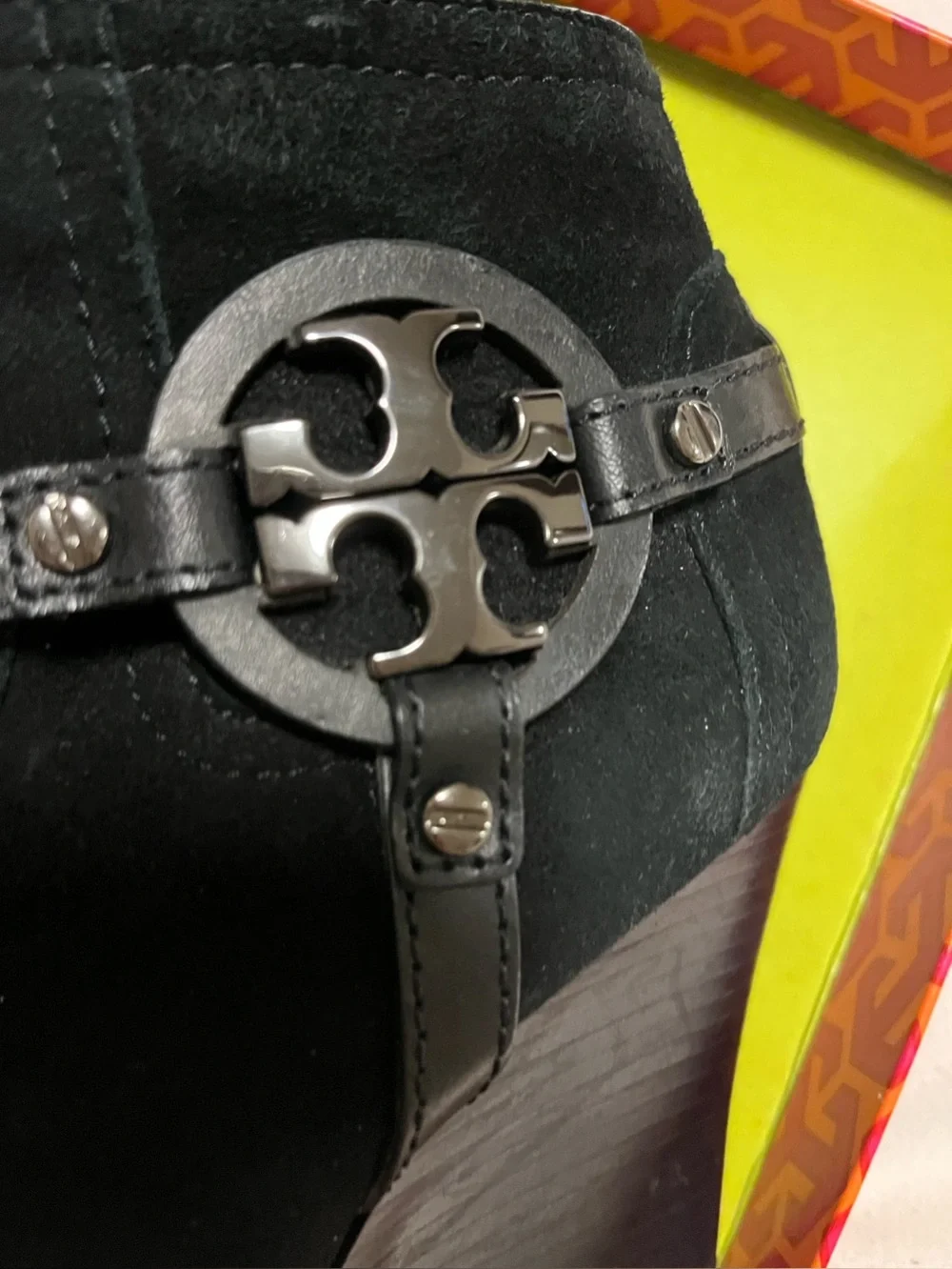 Tory Burch  Black Suede Wedge Ankle Boots